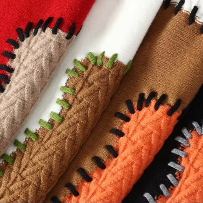 Maglione girocollo Nico in maglia patchwork