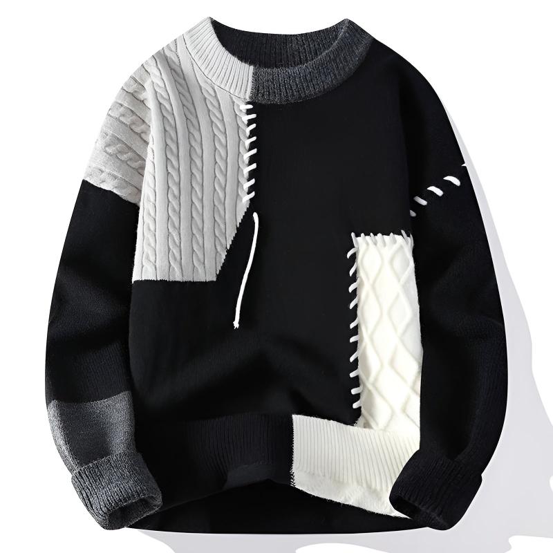 Suéter de punto Ryker con cuello redondo y diseño patchwork