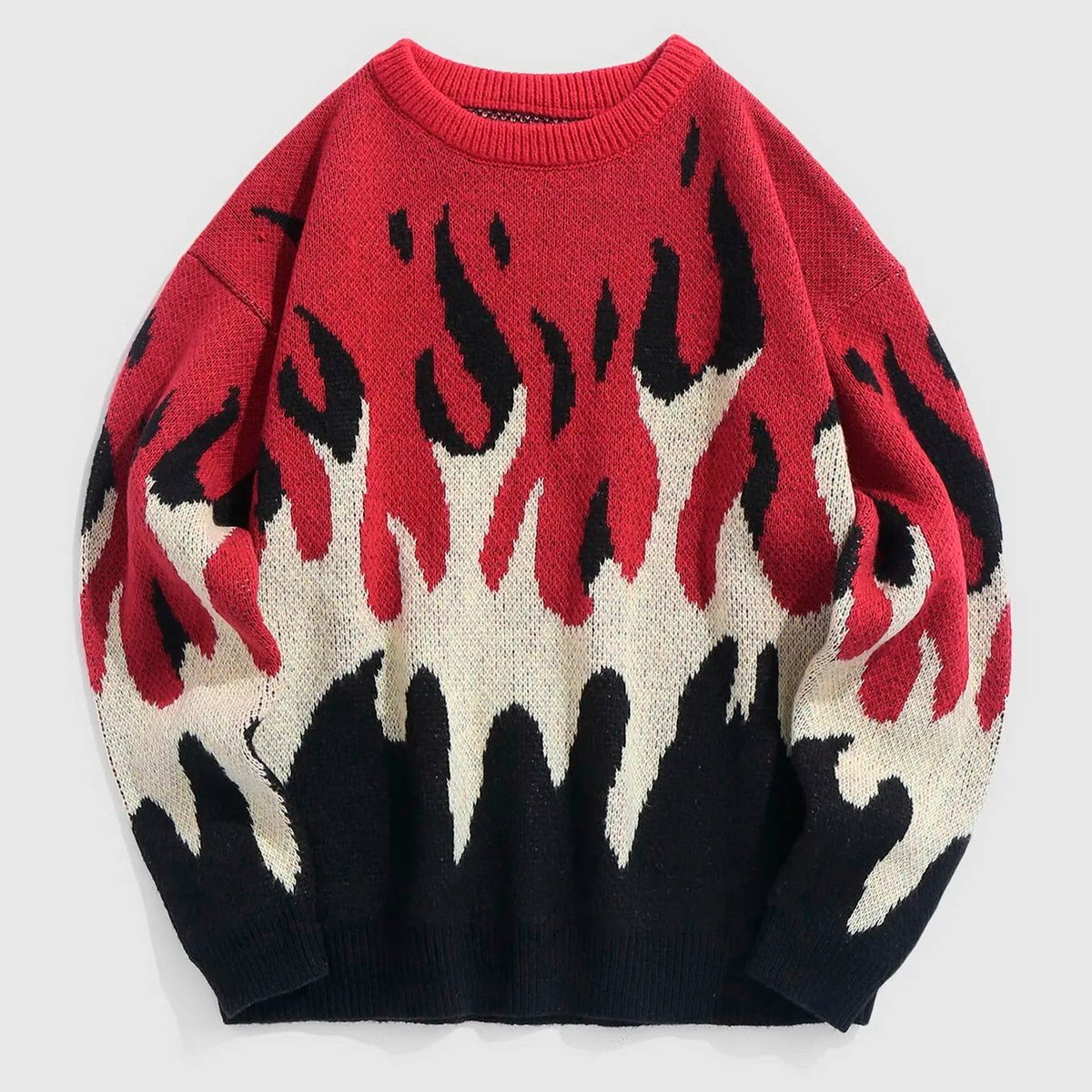 Camisola de malha com gola redonda e padrão de chamas Blaze