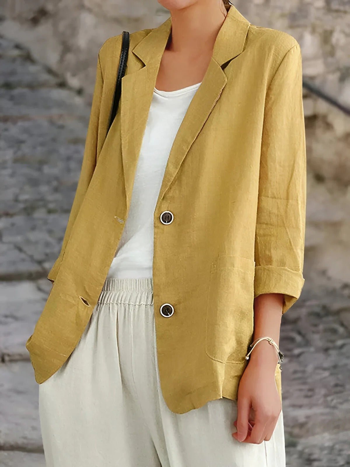 Blazer Faye de botonadura doble con solapa de muesca