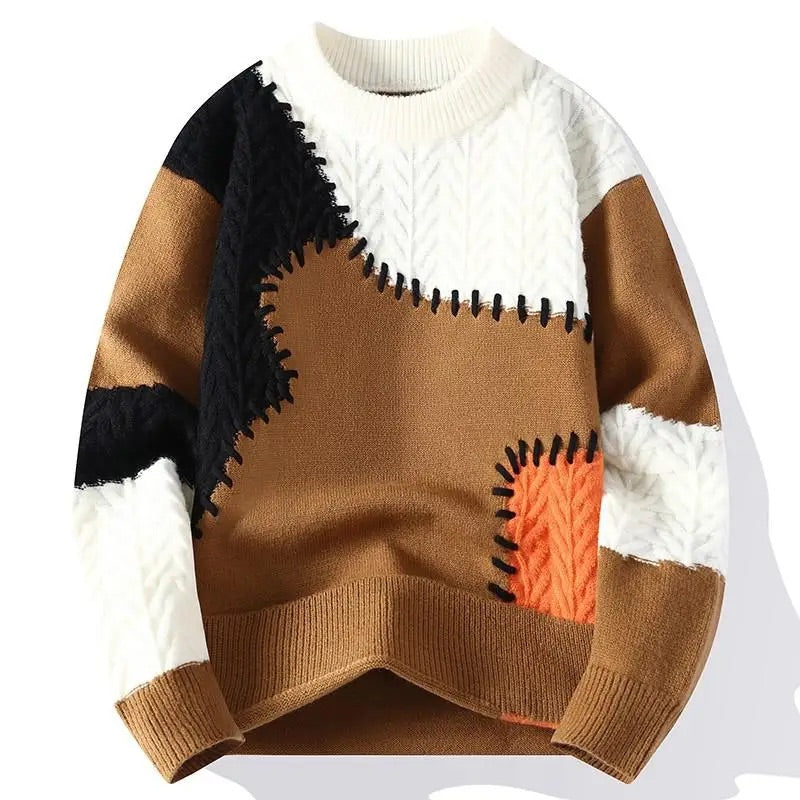 Maglione girocollo Nico in maglia patchwork
