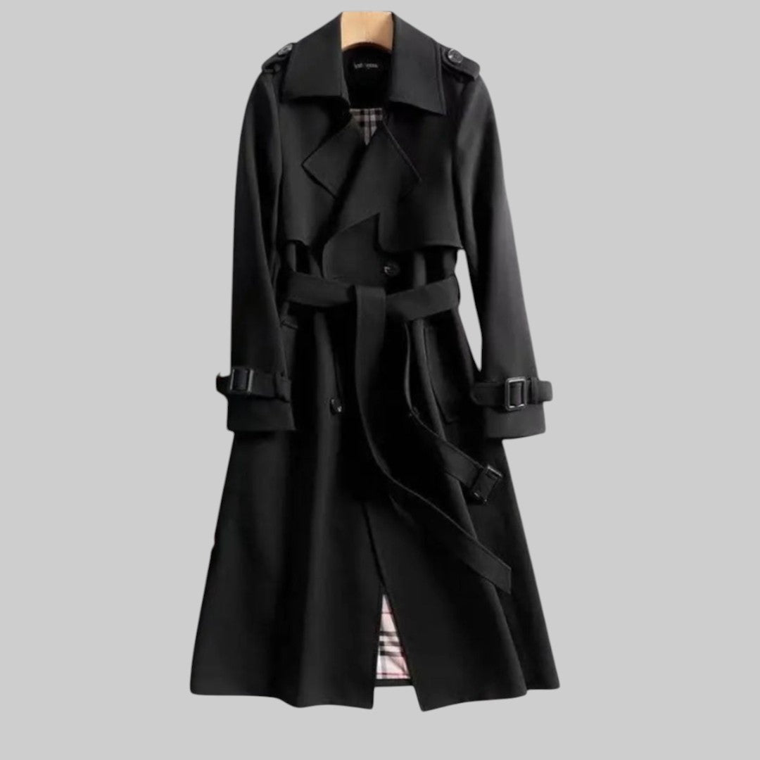 Hana dubbelknäppt trenchcoat med skärp