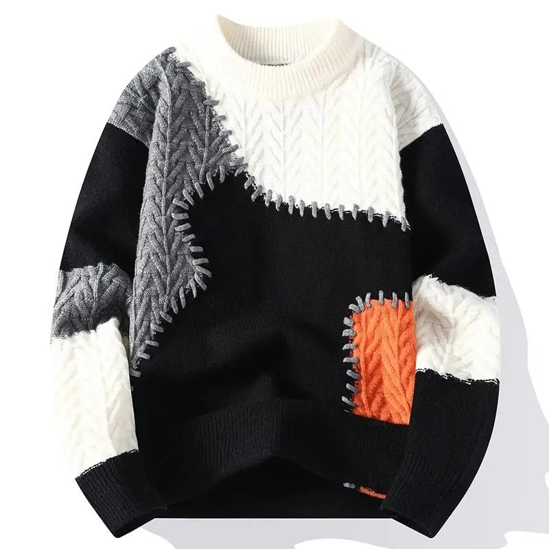 Maglione girocollo Nico in maglia patchwork