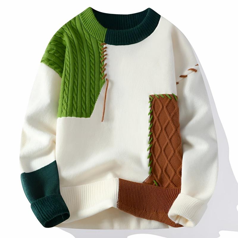 Suéter de punto Ryker con cuello redondo y diseño patchwork