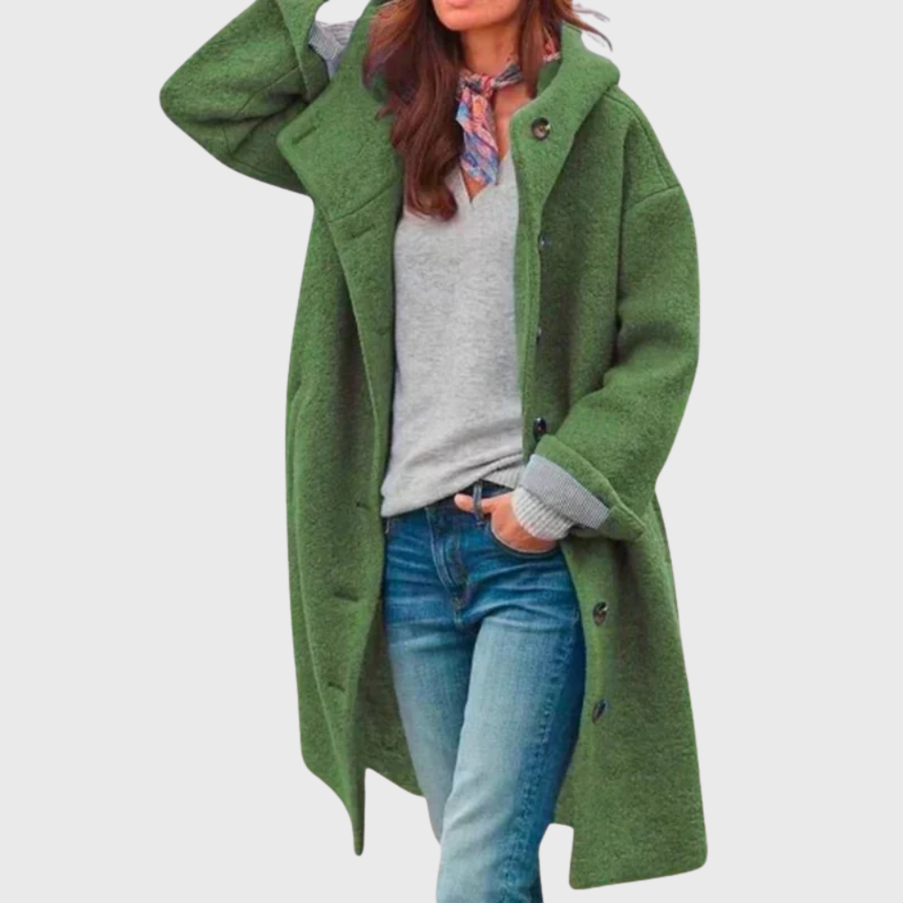 Cappotto lungo Freya con cappuccio in teddy
