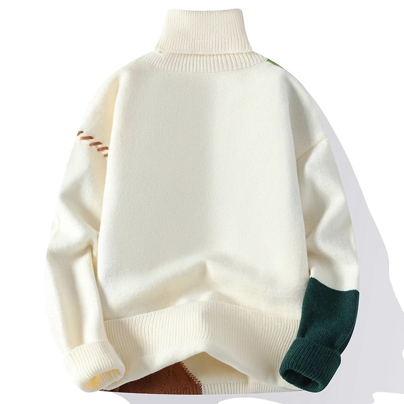 Camisola de malha com gola alta e patchwork Wade