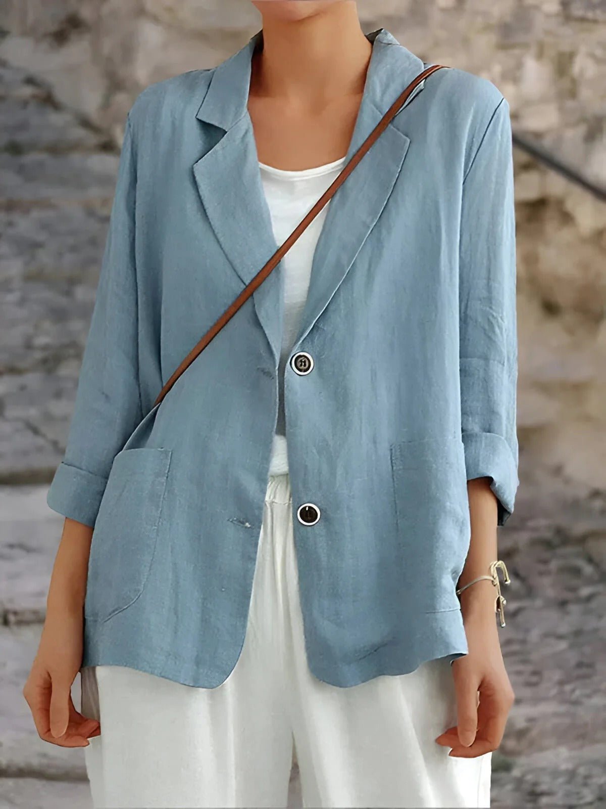 Blazer Faye de botonadura doble con solapa de muesca
