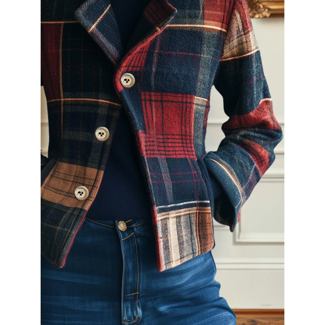 Mara Patchwork Ternet Cropped Jakke
