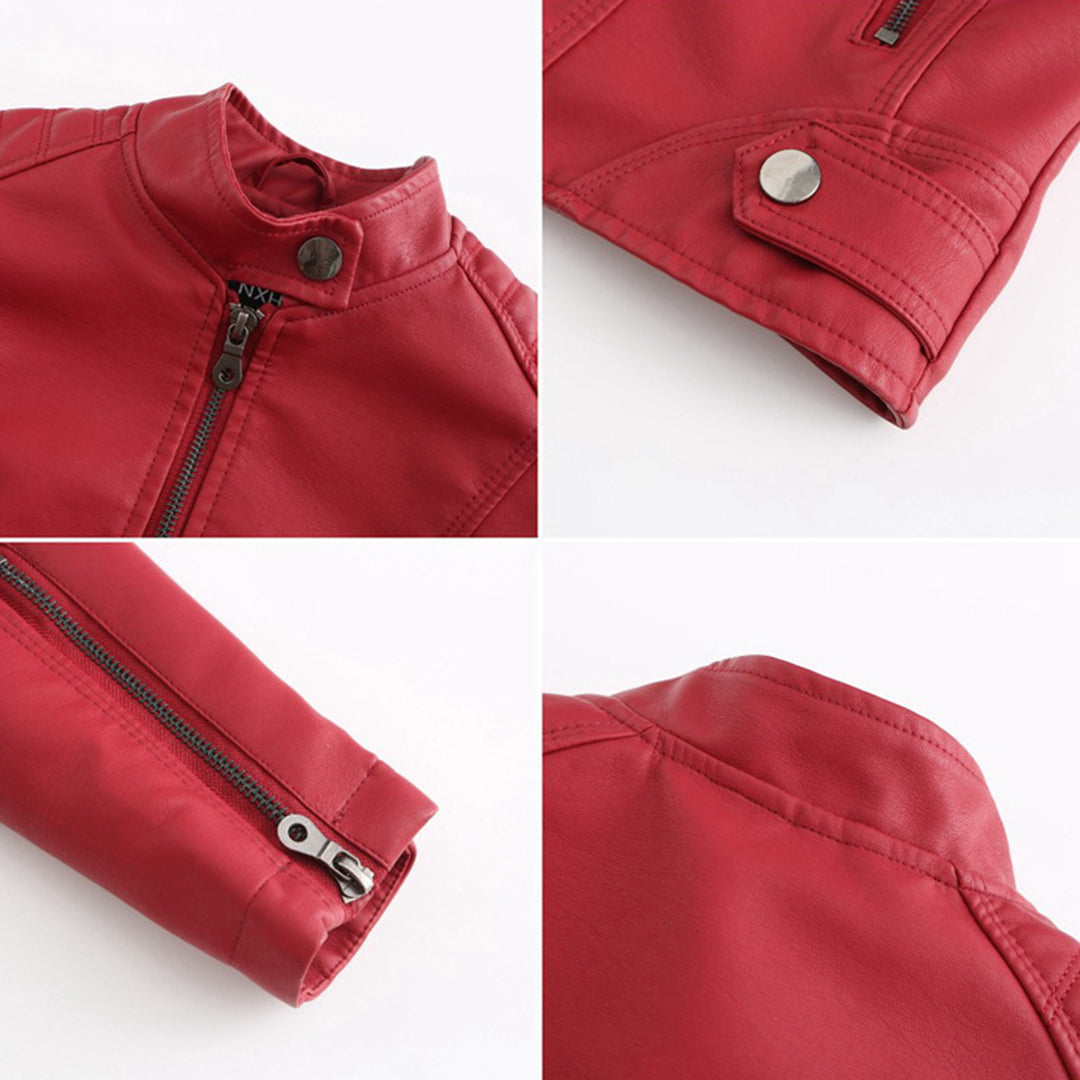 Chaqueta motera Lucy con cuello alto y cremallera
