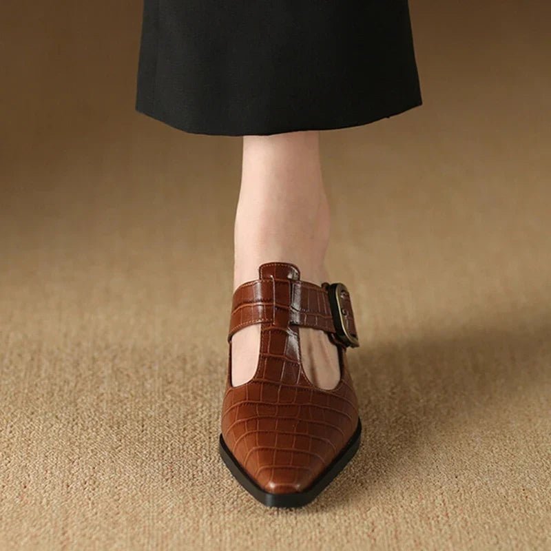 KATRINA CROC LEATHER MULES - ARDEN ROVE