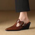 KATRINA CROC LEATHER MULES - ARDEN ROVE