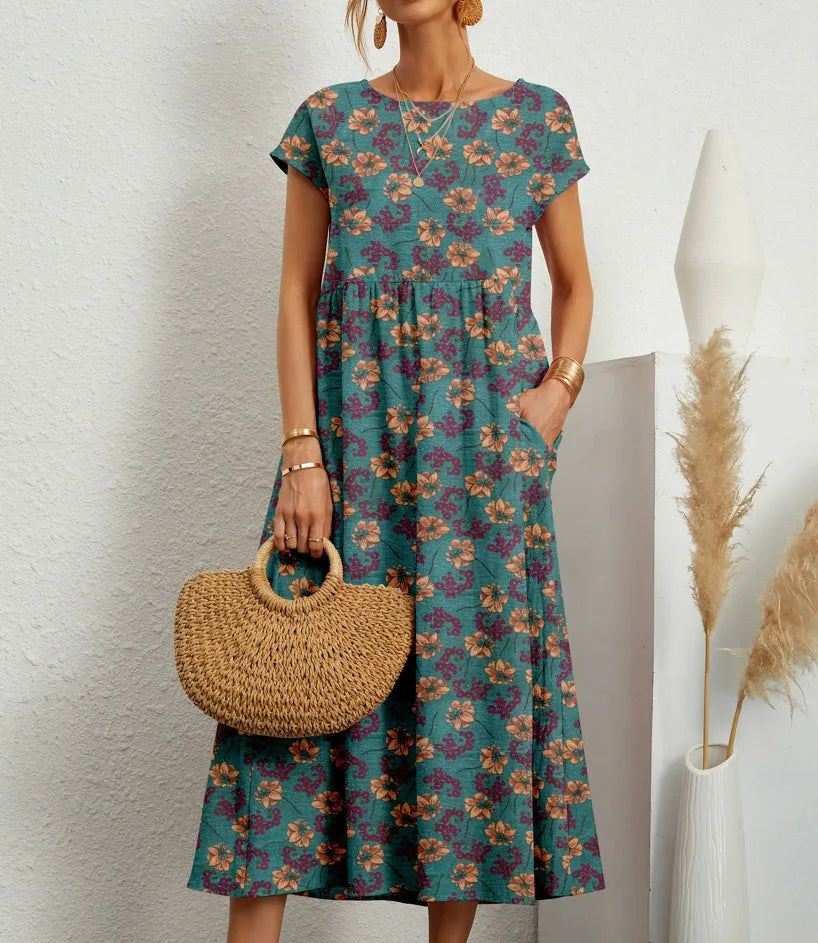 Larissa | Vestido Midi Floral de Mulher