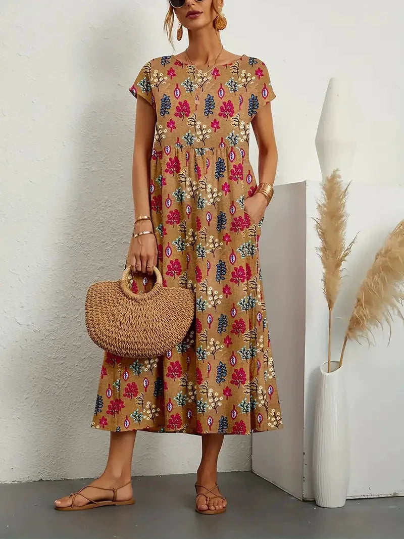 Larissa | Vestido Midi Floral de Mulher