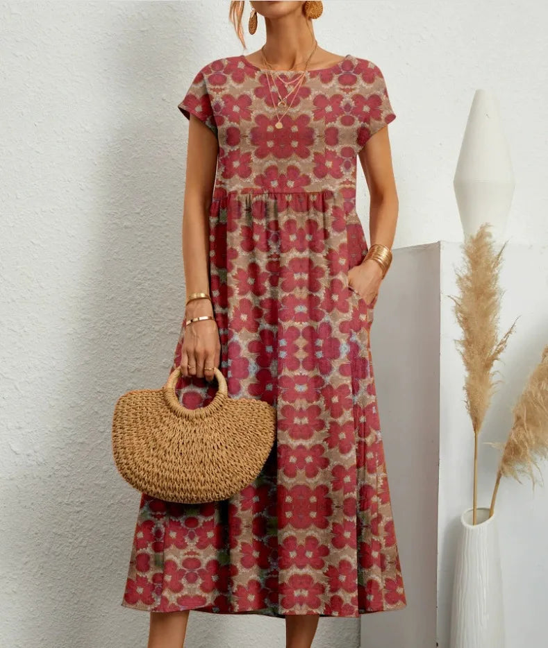 Larissa | Vestido Midi Floral de Mulher