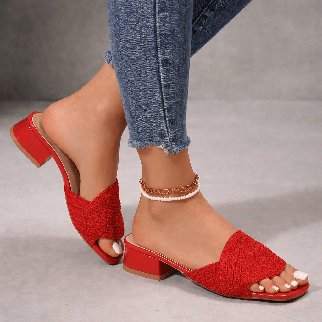 LEVETI WOVEN HEEL SANDALS - ARDEN ROVE