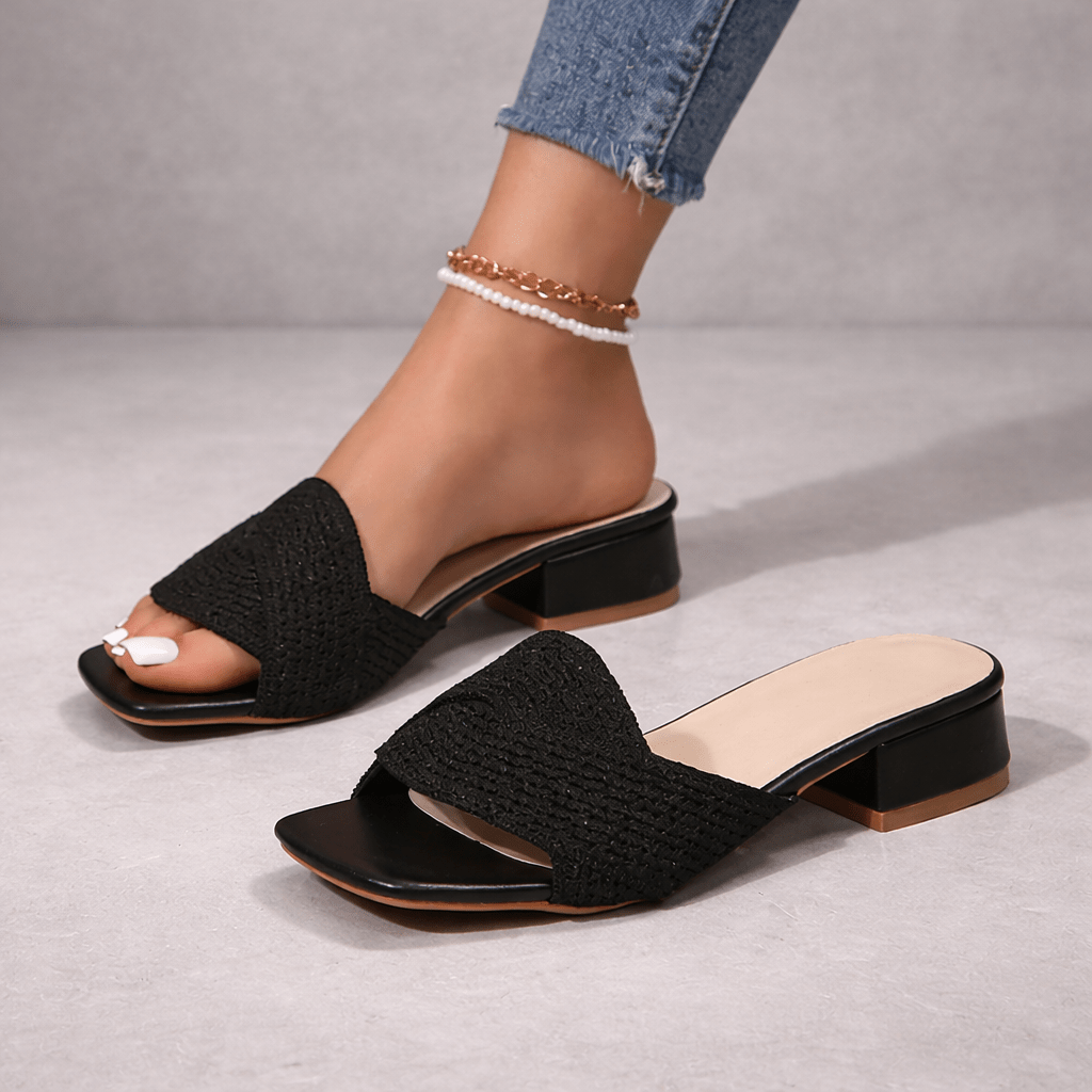 LEVETI WOVEN HEEL SANDALS - ARDEN ROVE