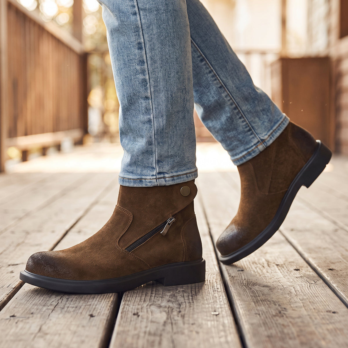 Captain | Botas de cuero con cuello para hombre de otoño