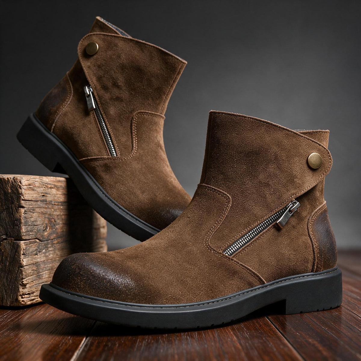 Captain | Botas de cuero con cuello para hombre de otoño