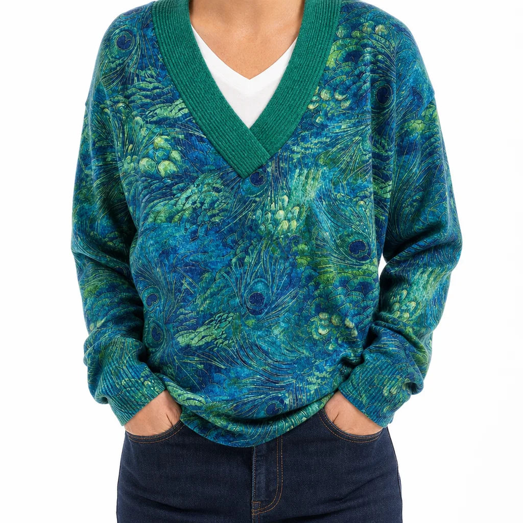 Mirabel | Women's Embroidered V Neck Sweater