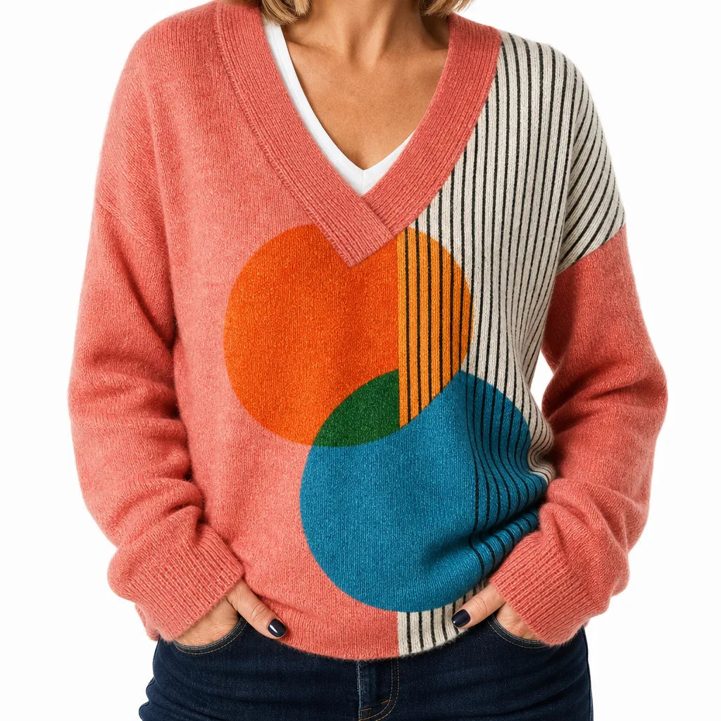 Mirabel | Women's Embroidered V Neck Sweater
