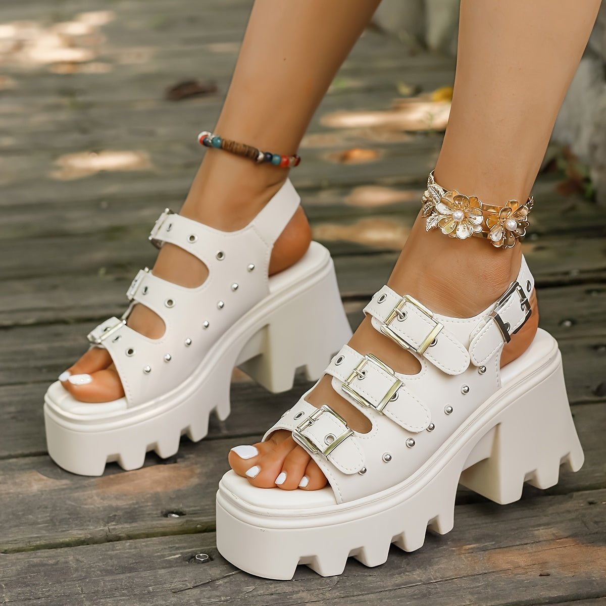 Monolithe Platform Buckle Sandals - ARDEN ROVE