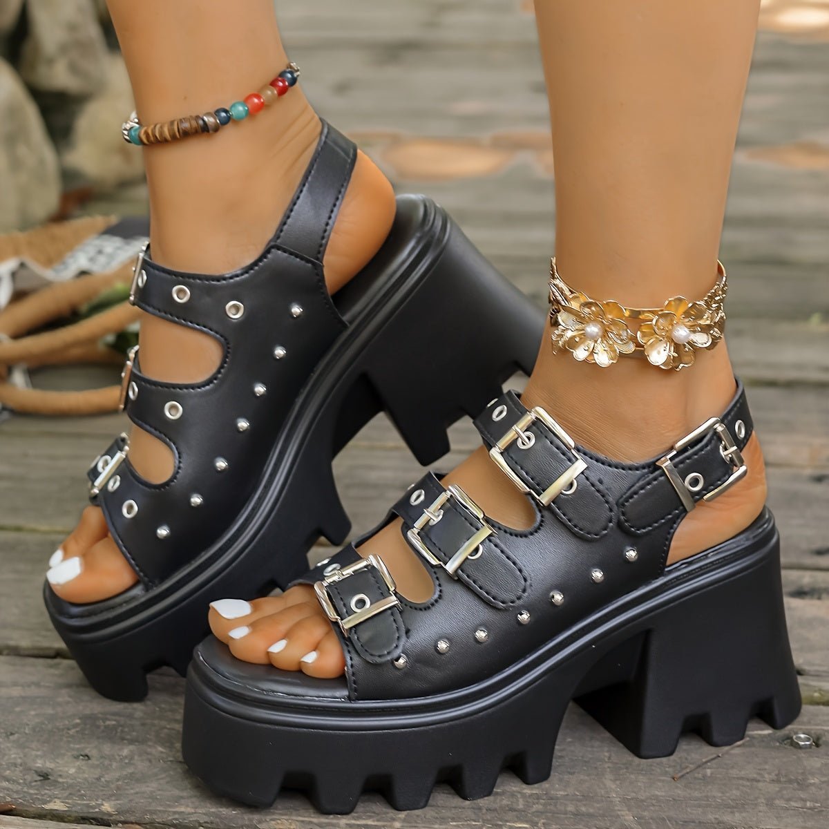 Monolithe Platform Buckle Sandals - ARDEN ROVE