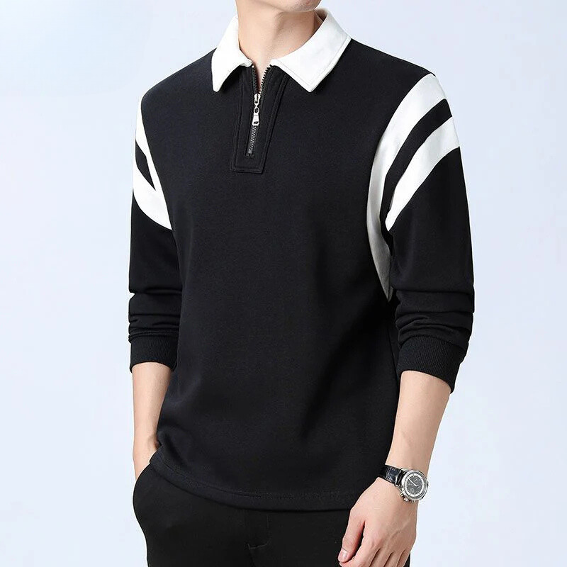 Maglione in cotone con zip a un quarto