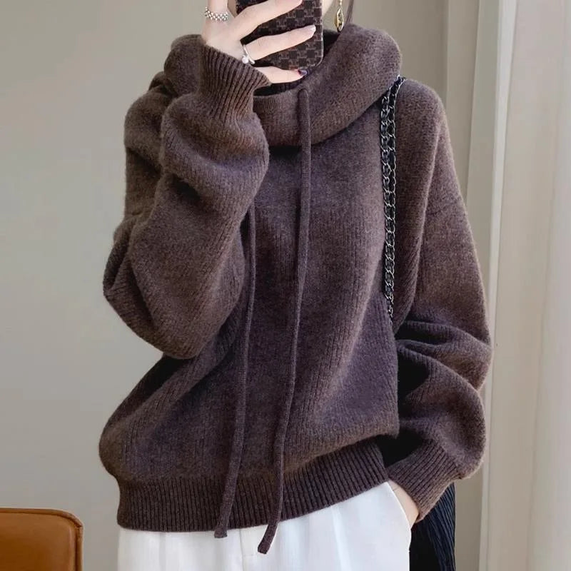 Natalia | Women's Soft Knit Cowl Neck Hoodie