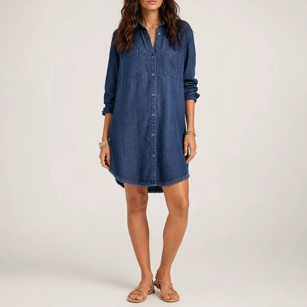 Norma | Vestido camisero con flecos para mujer