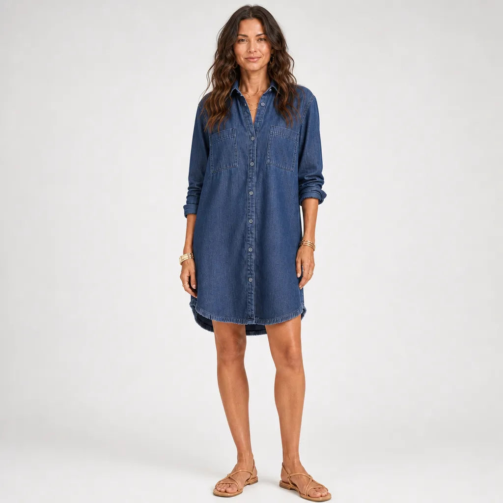 Norma | Vestido camisero con flecos para mujer