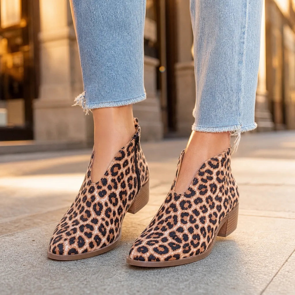 Odalys | Women's Leopard Ankle Booties