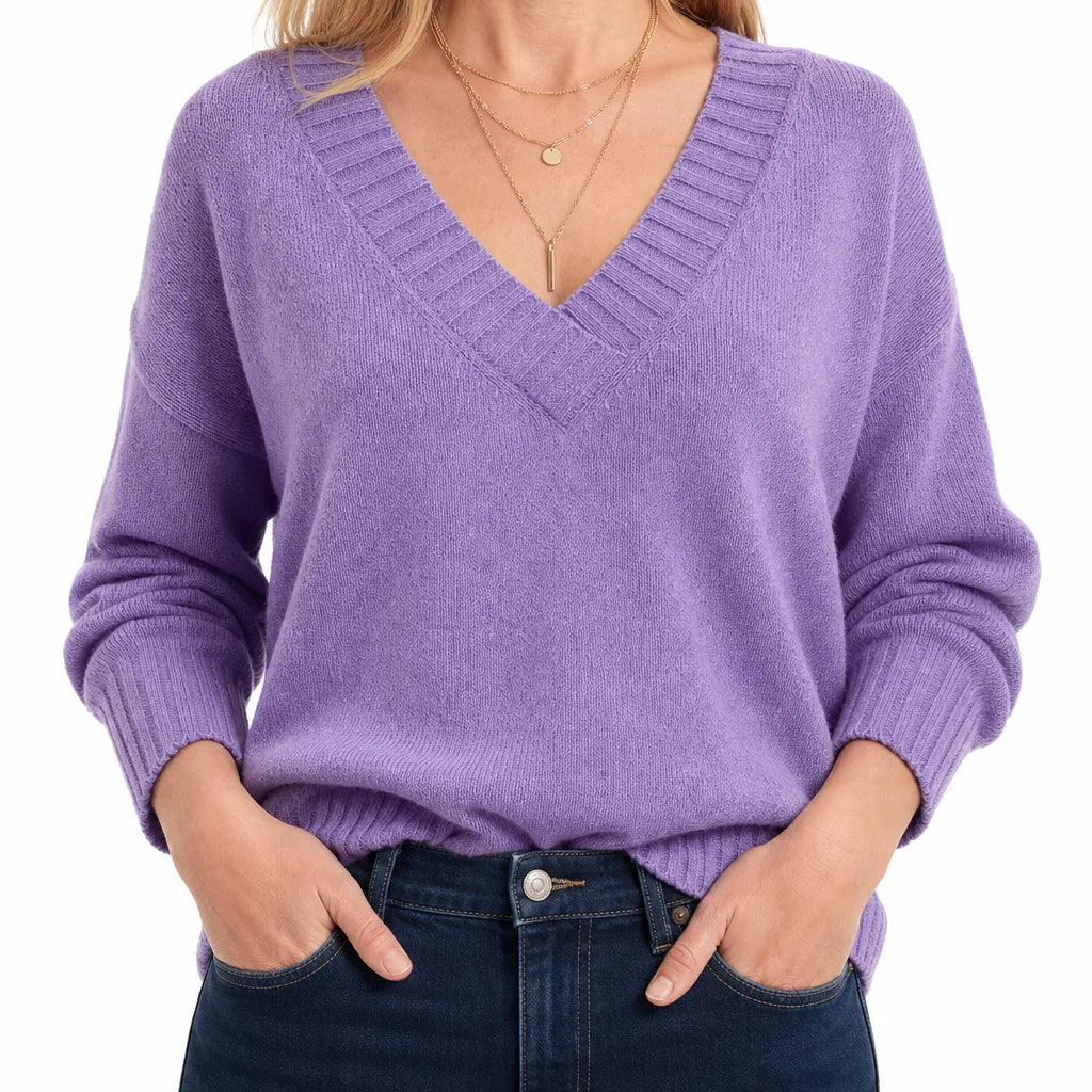 Olyvia | Camisola de malha com decote em V para mulher