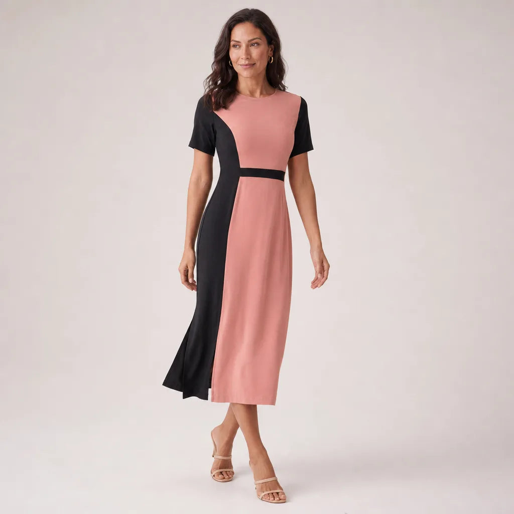 Penelope | Abito midi color block da donna