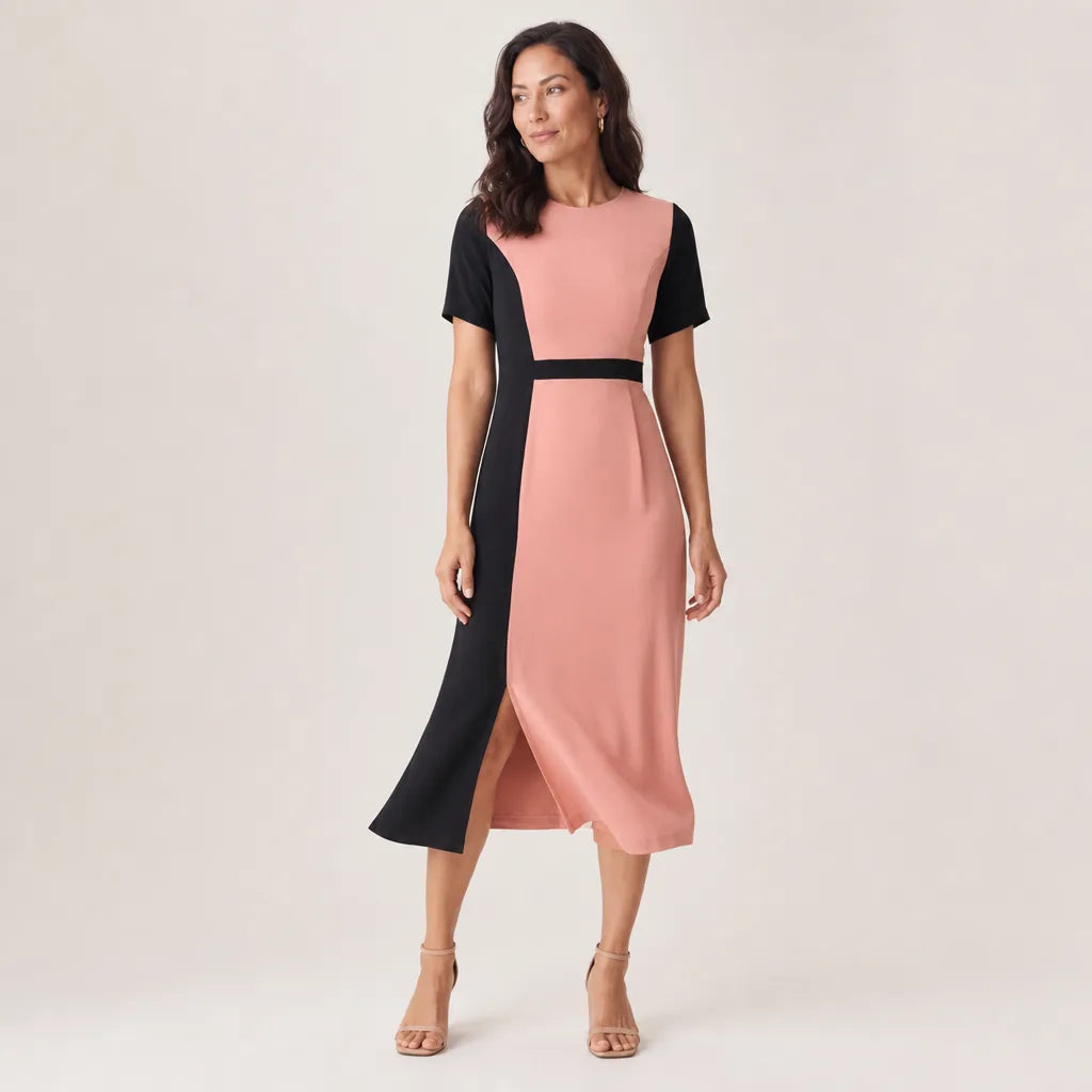 Penelope | Abito midi color block da donna