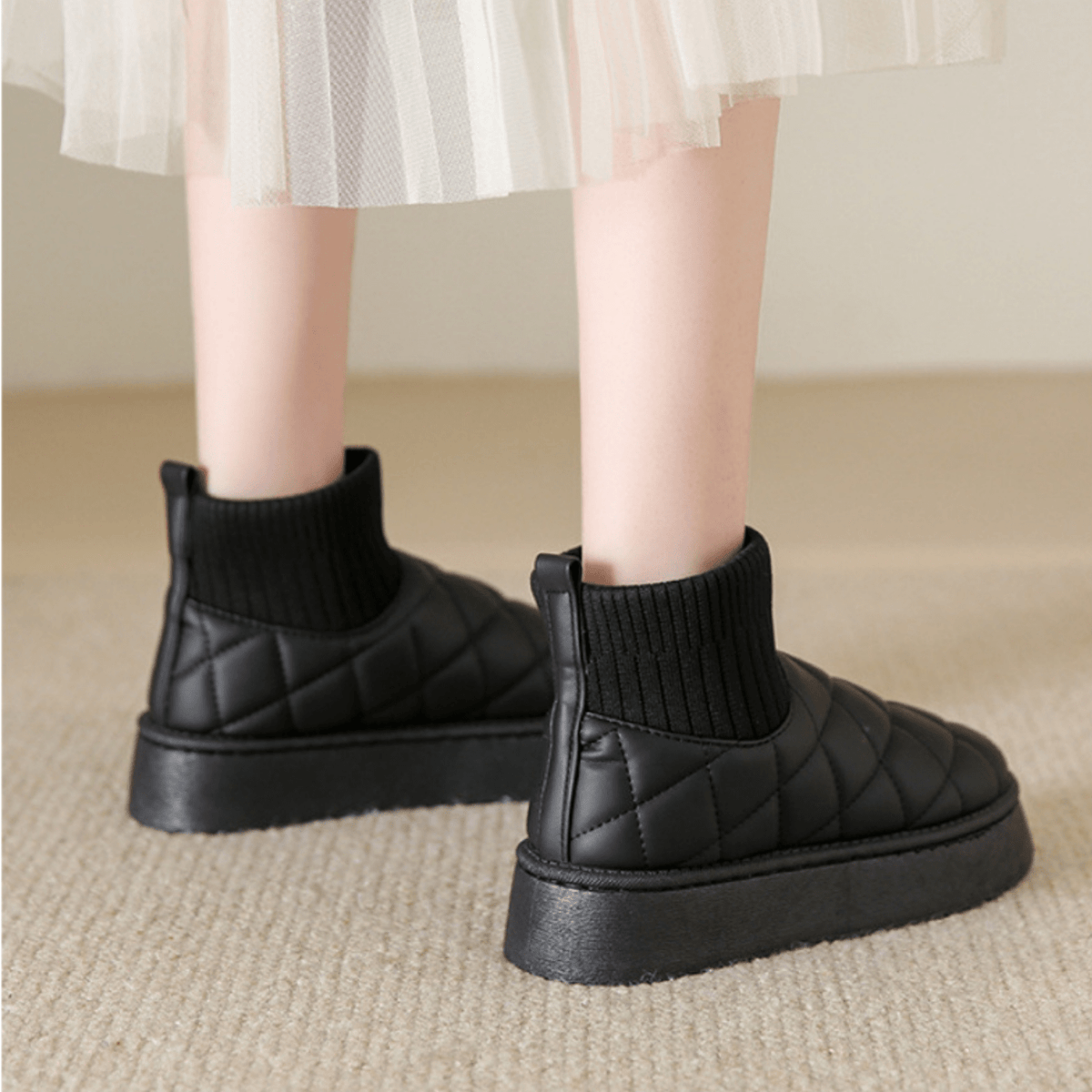 Quilted Platform Boot - ARDEN ROVE