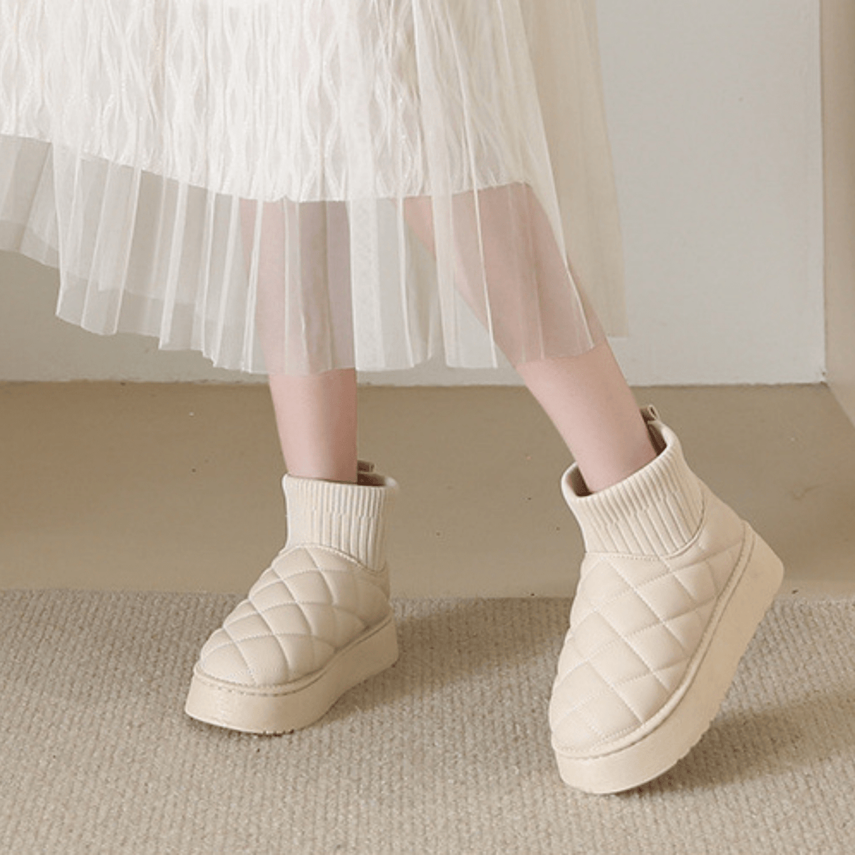 Quilted Platform Boot - ARDEN ROVE