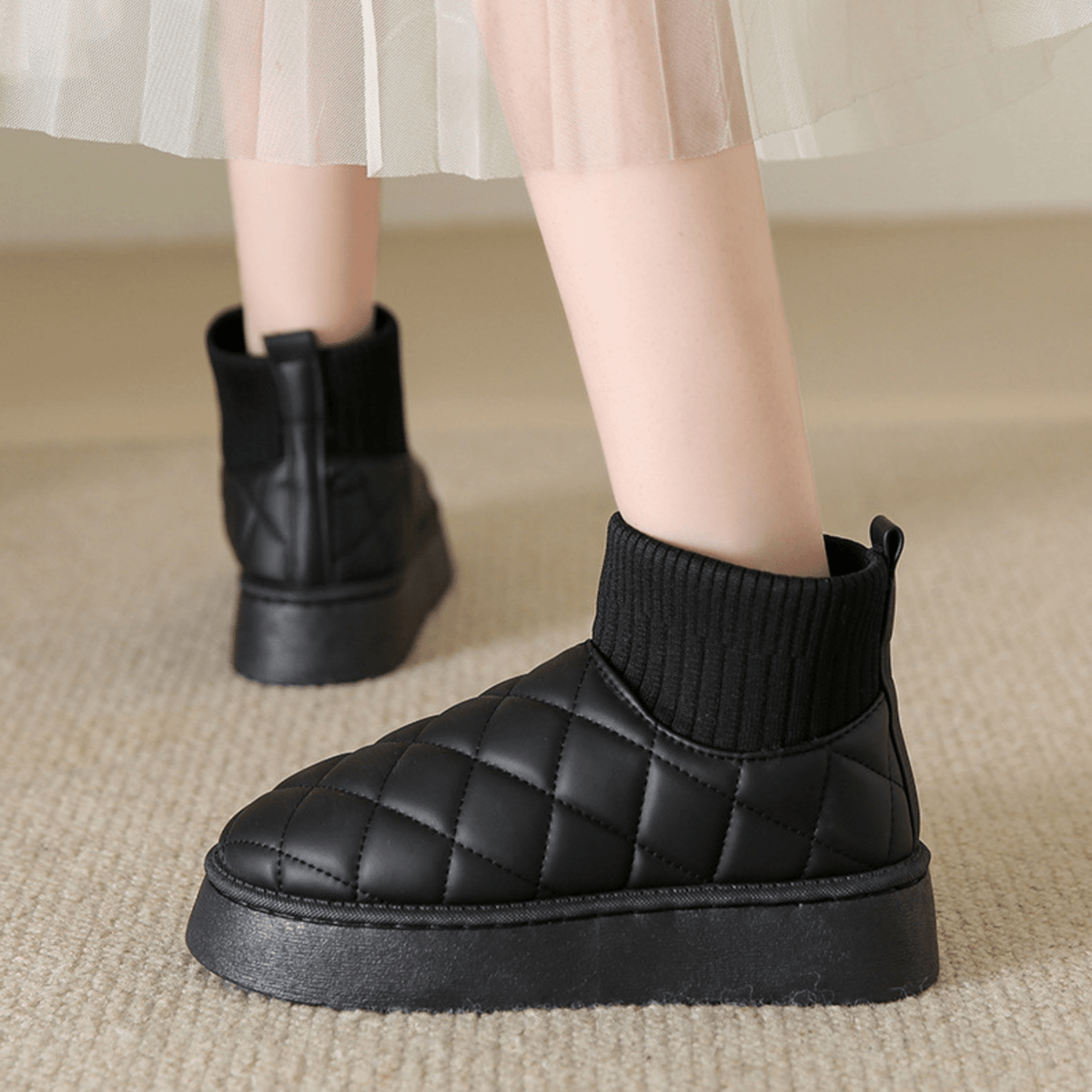Quilted Platform Boot - ARDEN ROVE