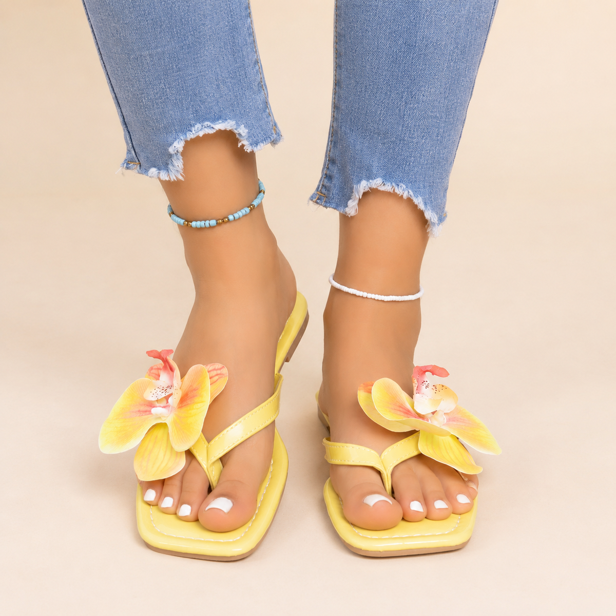 Orchid Teenschoenen met Vierkante Neus en Bloemenprint