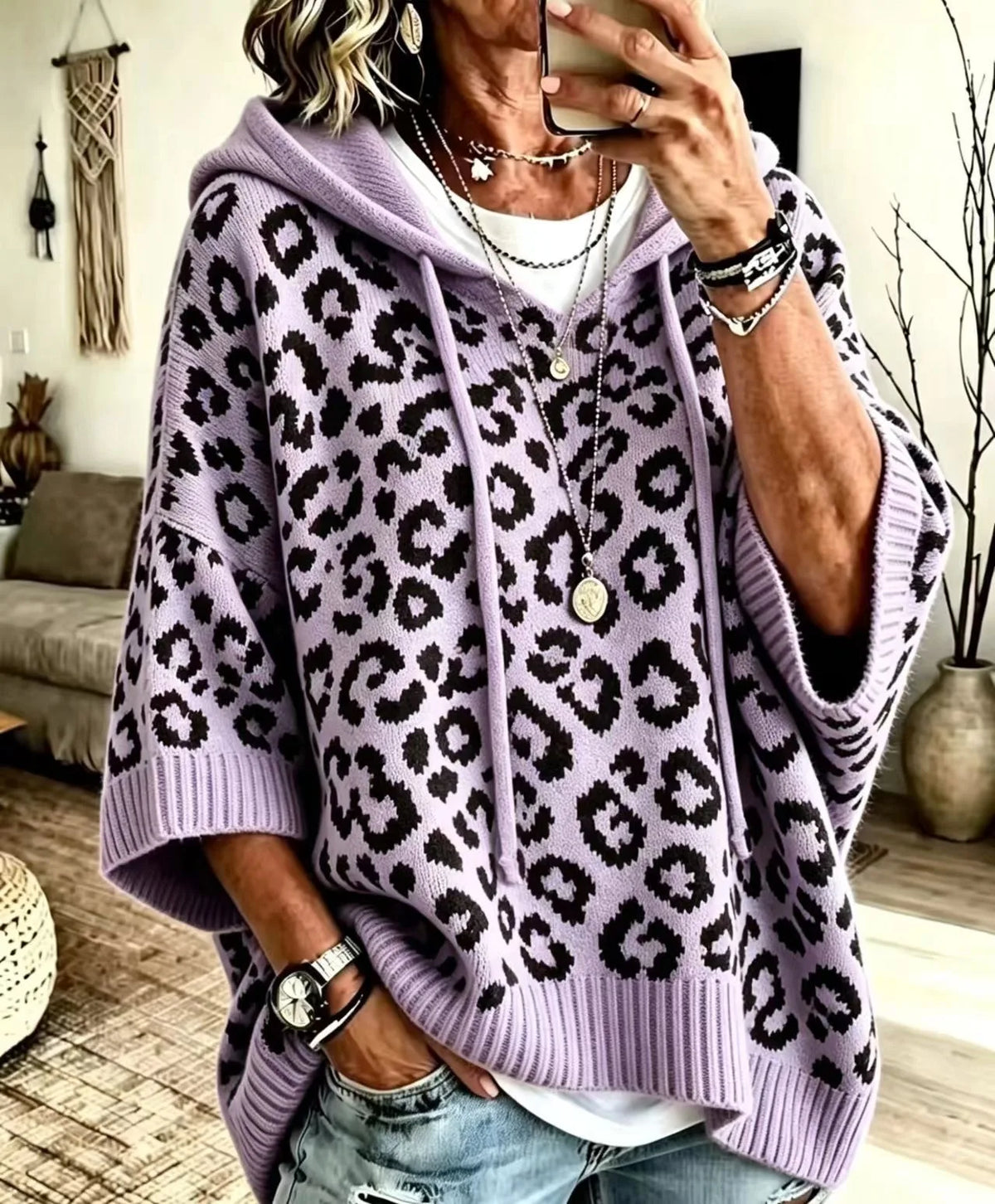 Ridley | Damen-Kapuzenpullover mit Animal-Print