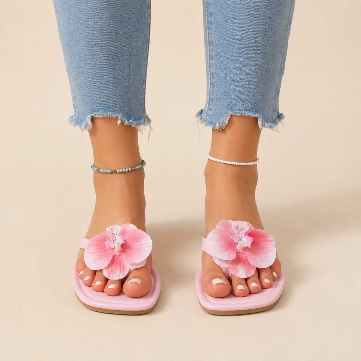 Orchid Teenschoenen met Vierkante Neus en Bloemenprint