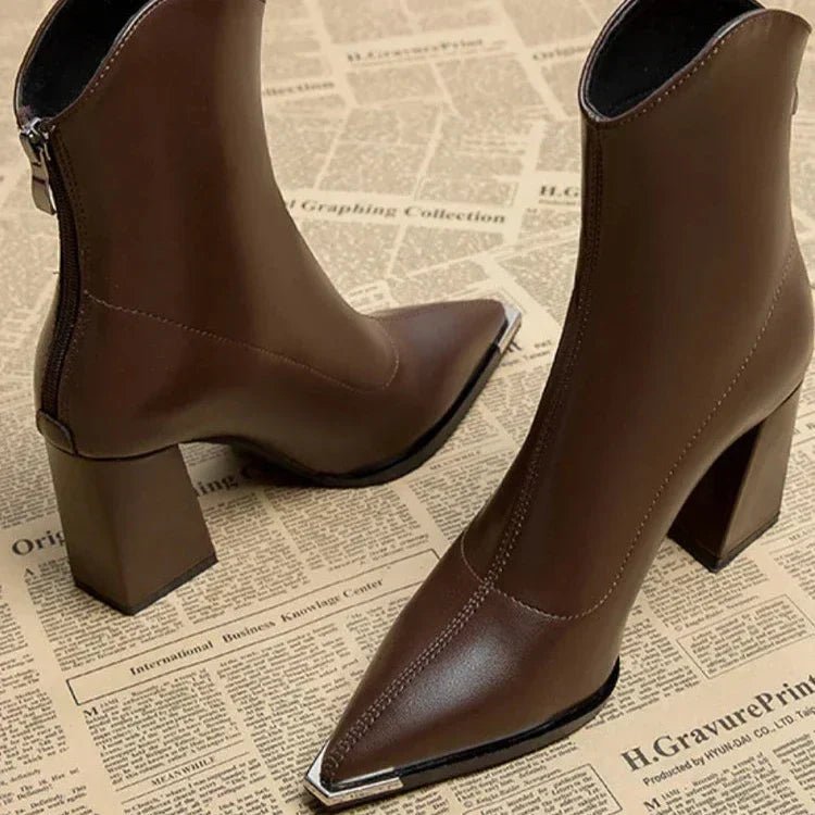 SELENA POINTED LEATHER BOOTS - ARDEN ROVE