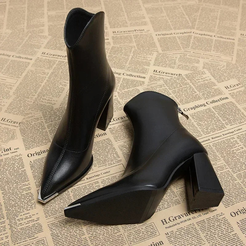 SELENA POINTED LEATHER BOOTS - ARDEN ROVE
