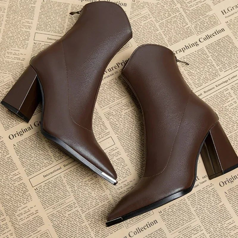 SELENA POINTED LEATHER BOOTS - ARDEN ROVE