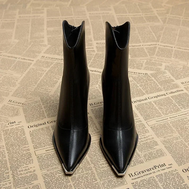 SELENA POINTED LEATHER BOOTS - ARDEN ROVE