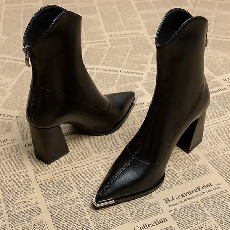 SELENA POINTED LEATHER BOOTS - ARDEN ROVE