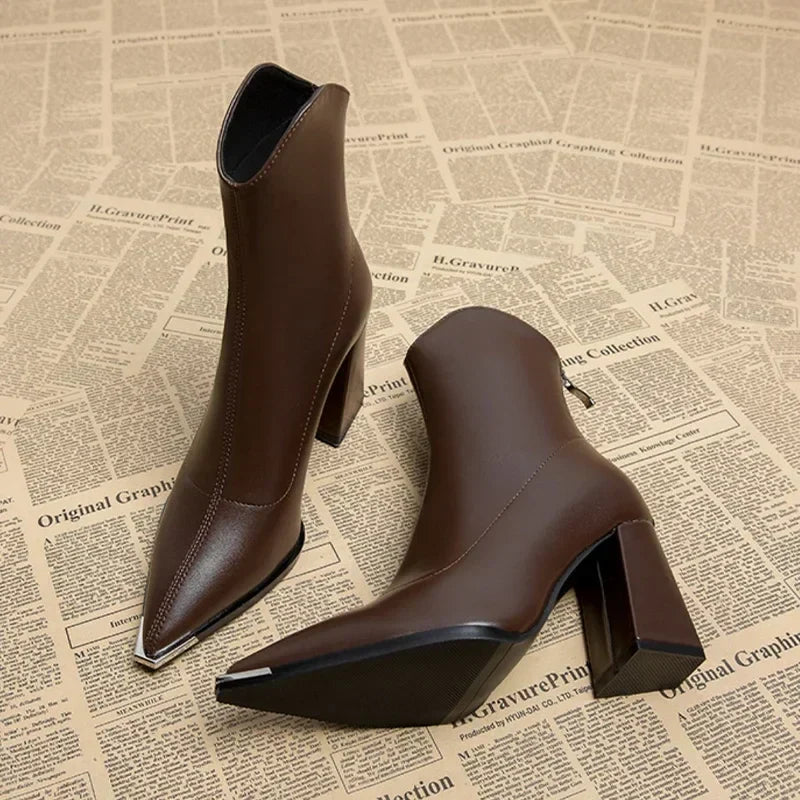 SELENA POINTED LEATHER BOOTS - ARDEN ROVE