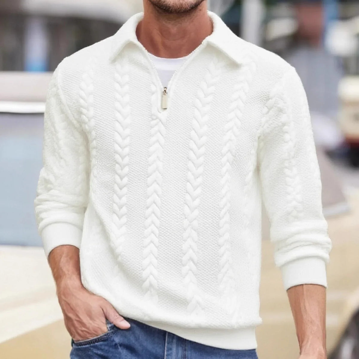 Sherwood | Men's Cable Knit Quarter-Zip Sweater