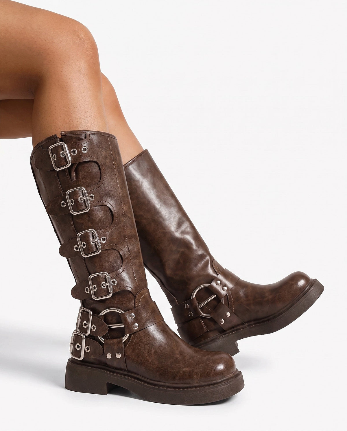 Valkyrie Kniehohe Schnallenstiefel