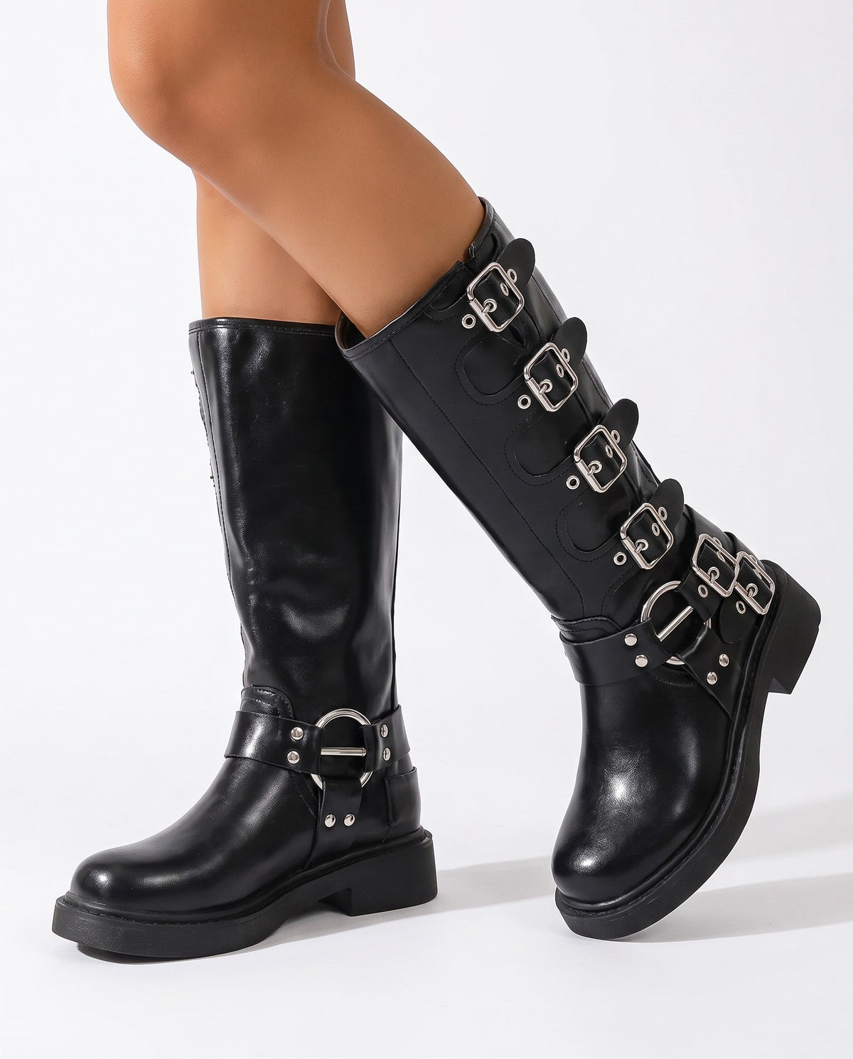 Valkyrie Kniehohe Schnallenstiefel
