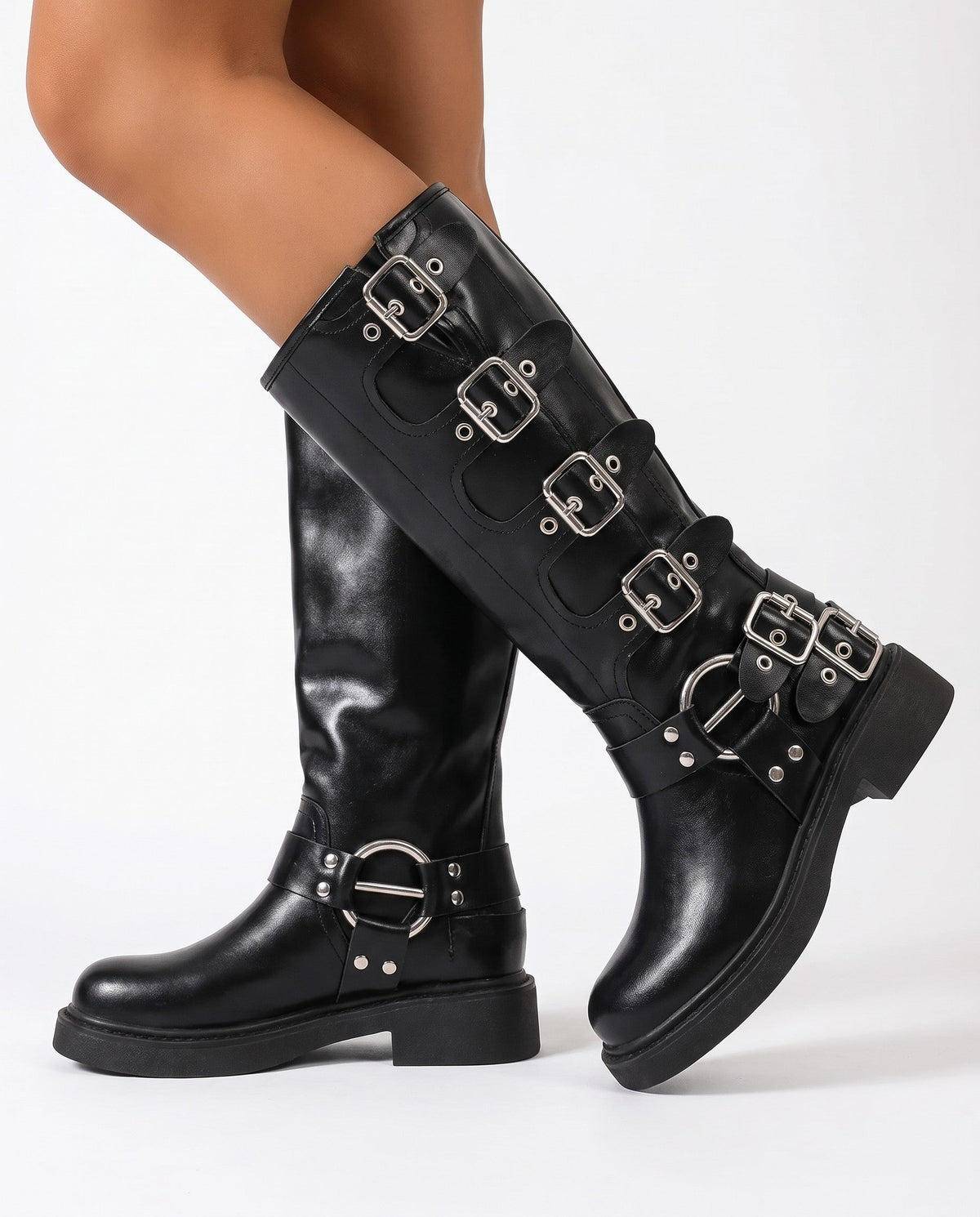 Valkyrie Kniehohe Schnallenstiefel